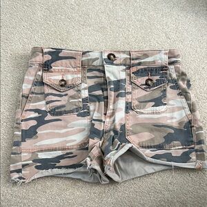 Express Mid Rise Shortie Camo Cotton Shorts